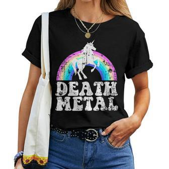 Rainbow Unicorn Death Metal Distressed Women Women T-shirt - Monsterry UK