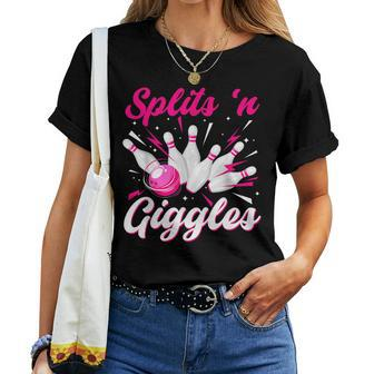 Splits 'N Giggles Bowling Team Cute Bowler Girls Women T-shirt | Mazezy