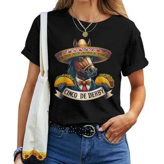 Taco Horse Racing Vintage Cinco De Derby Horse Women T-shirt | Mazezy