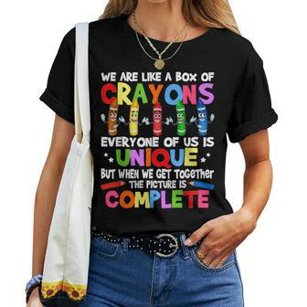 Teacher We Are Like A Box Of Crayons Humor Women T-shirt - Seseable