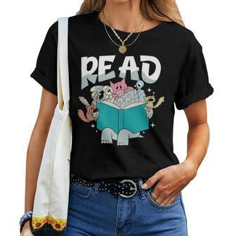 Teacher Library Read Book Pigeon Wild Animal Bookish Women T-shirt - Seseable
