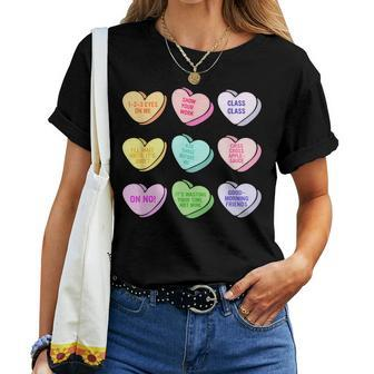Teacher Valentines Day Conversation Heart School Women T-shirt - Monsterry UK