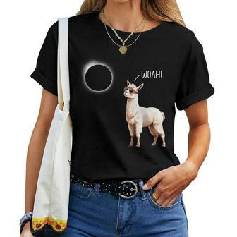 Total Solar Eclipse 2024 Llama Woah Men Women T-shirt - Seseable