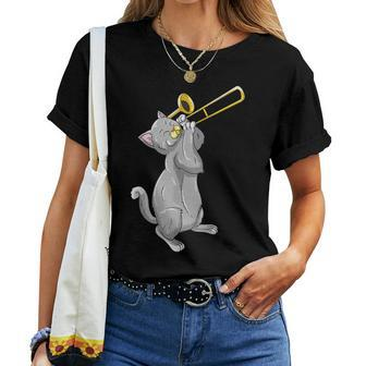 Trombone For Kitten Trombone Player Women T-shirt - Monsterry