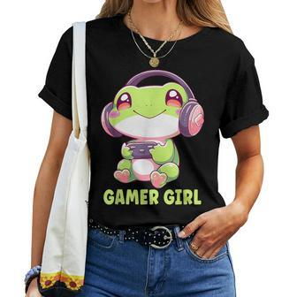 Gamer Girl Frog Gaming Kawaii Anime Gamer Frog Girls Women Women T-shirt - Monsterry UK