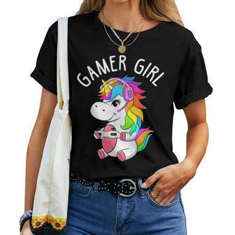 Gamer Girl Gaming Unicorn Cute Video Game Girls Women T-shirt - Thegiftio