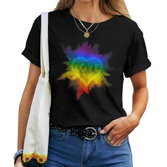 Gay Flag Pride Rainbow Top Exploding Love Lgbtq Flag Women T-shirt - Seseable
