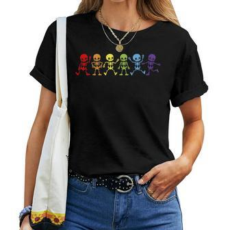 Gay Lgbt Pride Skeleton Pride Lgbt Rainbow Skeleton Gay Lgbt Women T-shirt - Monsterry UK