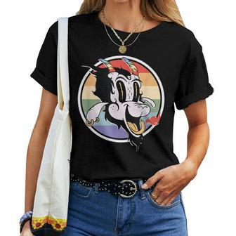 Gay Satan Rainbow Baphomet Horn Devil Goat Lgbtq Queer Pride Women T-shirt - Monsterry