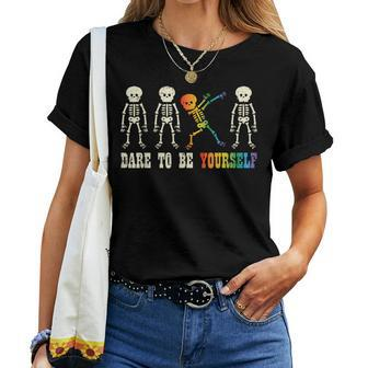 Gay Skeleton Dare Be Yourself Rainbow Pride Flag Lgbtq Men Women T-shirt - Monsterry AU