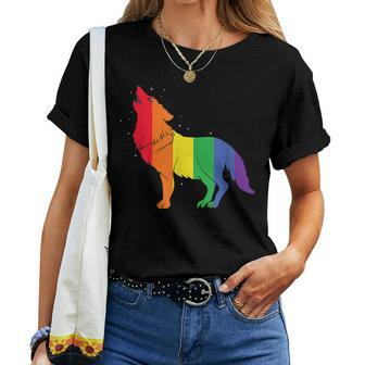 Gay Wolf Rainbow Wolf Skin Gay Pride Lgbt Women T-shirt - Monsterry UK