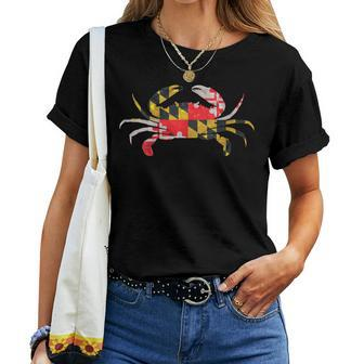 Geometric Maryland Crab State Pride Flag Women T-shirt - Monsterry