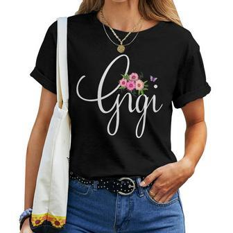 Gigi Flowers & Butterfly Fun For Grandma Grandmother Women T-shirt - Monsterry DE