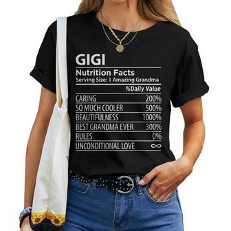 Gigi Nutrition Facts Grandma Women T-shirt - Monsterry