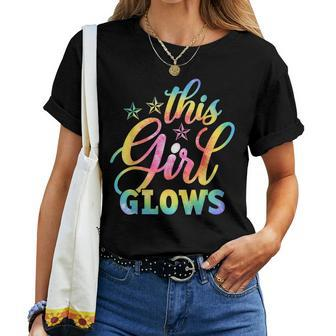This Girl Glows For & Girls Tie Dye 80S Themed Disco Women T-shirt - Thegiftio UK