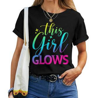 This Girl Glows Cute Girls Tie Dye Party Team Women T-shirt | Mazezy