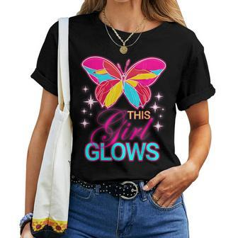 This Girl Glows Cute Girl Woman Tie Dye 80S Party Team Women T-shirt - Seseable