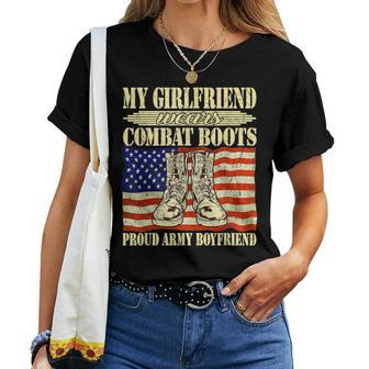 My Girlfriend Wears Combat Boots Proud Army Boyfriend Women T-shirt - Monsterry CA