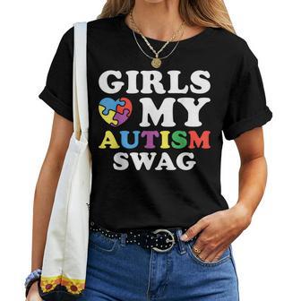 Girls Love My Autism Swag Autistic Boy Girl Awareness Women T-shirt - Thegiftio UK