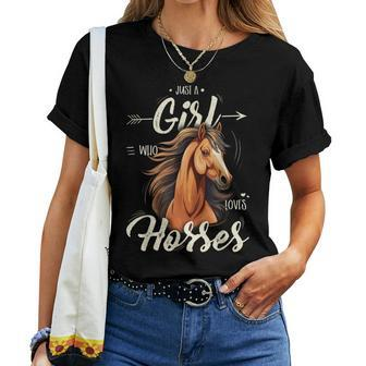 Girls Riding Just A Girl Who Loves Horses Women T-shirt - Seseable
