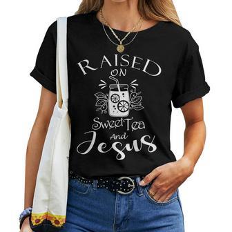 Girls Southern Raised On Jesus And Sweet Tea Women T-shirt - Monsterry UK