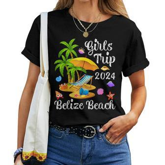 Girls Trip 2024 Palm Tree Sunset Belize Beach Women T-shirt - Monsterry
