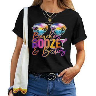 Girls Trip Matching Beaches Booze & Besties Women T-shirt - Monsterry