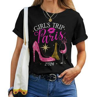 Girls Trip Paris 2024 Vacation Birthday Squad Women T-shirt - Seseable