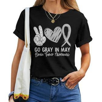 Go Gray In May Rainbow Brain Cancer Tumor Awareness Women T-shirt | Mazezy UK