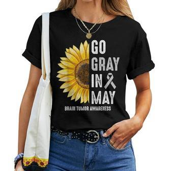 Go Gray In May Support Rainbow Brain Cancer Tumor Awareness Women T-shirt - Seseable