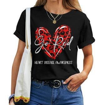Go Red For Heart Disease Awareness Month Leopard Women T-shirt - Monsterry