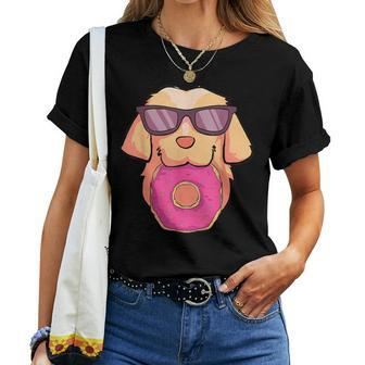 Golden Retriever Dog Donuts Party Girls Women T-shirt - Monsterry
