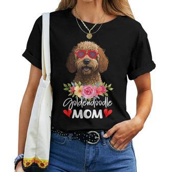 Goldendoodle Mom Mama Sunglasses Flower Dog Lover Owner Women T-shirt - Seseable