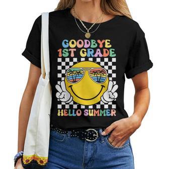 Goodbye 1St Grade Hello Summer Groovy First Grade Graduation Women T-shirt - Monsterry AU