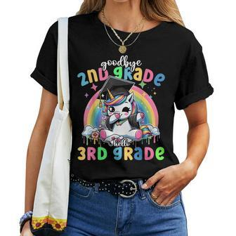 Goodbye 2Nd Second Grade Unicorn Hello 3Rd Grade Cap Gown Women T-shirt - Monsterry CA