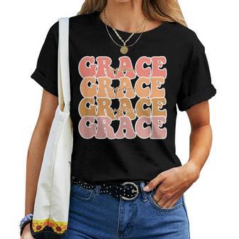 Grace Upon Retro Vintage Christian Faith Jesus God Lover Women T-shirt - Monsterry