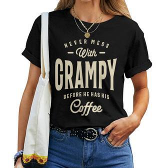 Grampy's Coffee Time Warning Dad Grandpa Women T-shirt - Seseable