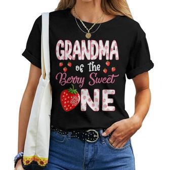 Grandma Of The Berry Sweet One Strawberry First Birthday Women T-shirt - Thegiftio UK