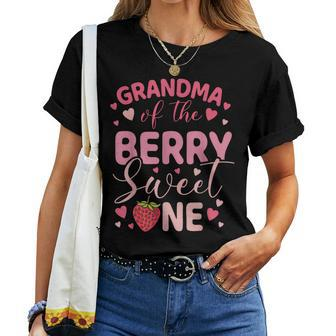 Grandma Of The Berry Sweet One Strawberry First Birthday Women T-shirt - Seseable