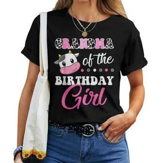 Grandma Of The Birthday Girl Family Matching Farm Cow Women T-shirt | Mazezy