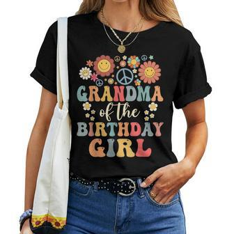 Grandma Of The Birthday Girl Groovy Themed Family Matching Women T-shirt - Monsterry