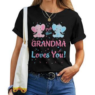 Grandma Gender Reveal Elephant Pink Or Blue Matching Family Women T-shirt - Monsterry DE