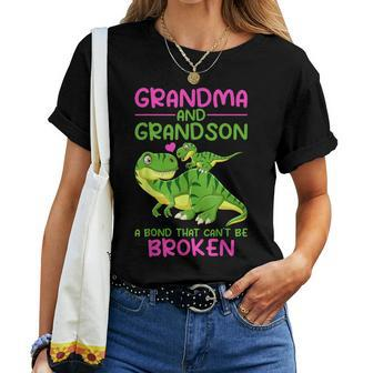 Grandma And Grandson A Bond That Can't Be Broken Dinosaurs Women T-shirt - Seseable