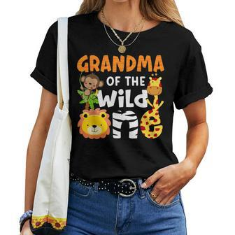 Grandma Of The Wild One Zoo Bday Safari Jungle Animals Party Women T-shirt - Monsterry UK