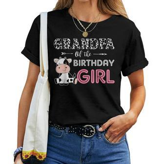 Grandpa Of The Birthday Girl Farm Cow Grandpa Grandfather Women T-shirt - Thegiftio UK