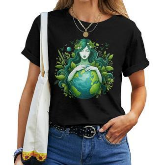 Green Mother Earth Day Gaia Save Our Planet Hippie Women T-shirt - Seseable