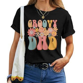 Groovy Dad Retro Fathers Day Colorful Peace Sign Smile Face Women T-shirt - Monsterry AU