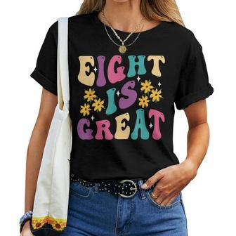Groovy Eight Is Great 8Th Awesome Birthday Party Girl Boy Women T-shirt - Monsterry
