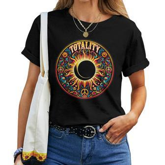 Groovy Hippy Total Solar Eclipse 2024 Totality Women T-shirt - Seseable