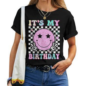 Groovy It's My Birthday Ns Girls Smile Face Bday Women T-shirt | Mazezy AU